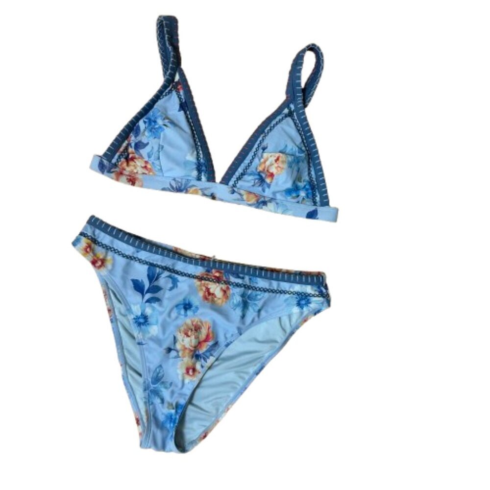 Cupshe Blue Rose Triangle Bikini Top & Standard B… - image 3
